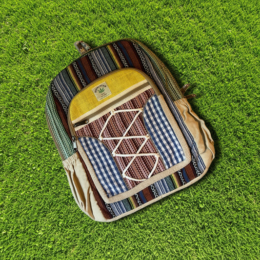 Rope-Weave Yellow Hemp Backpack