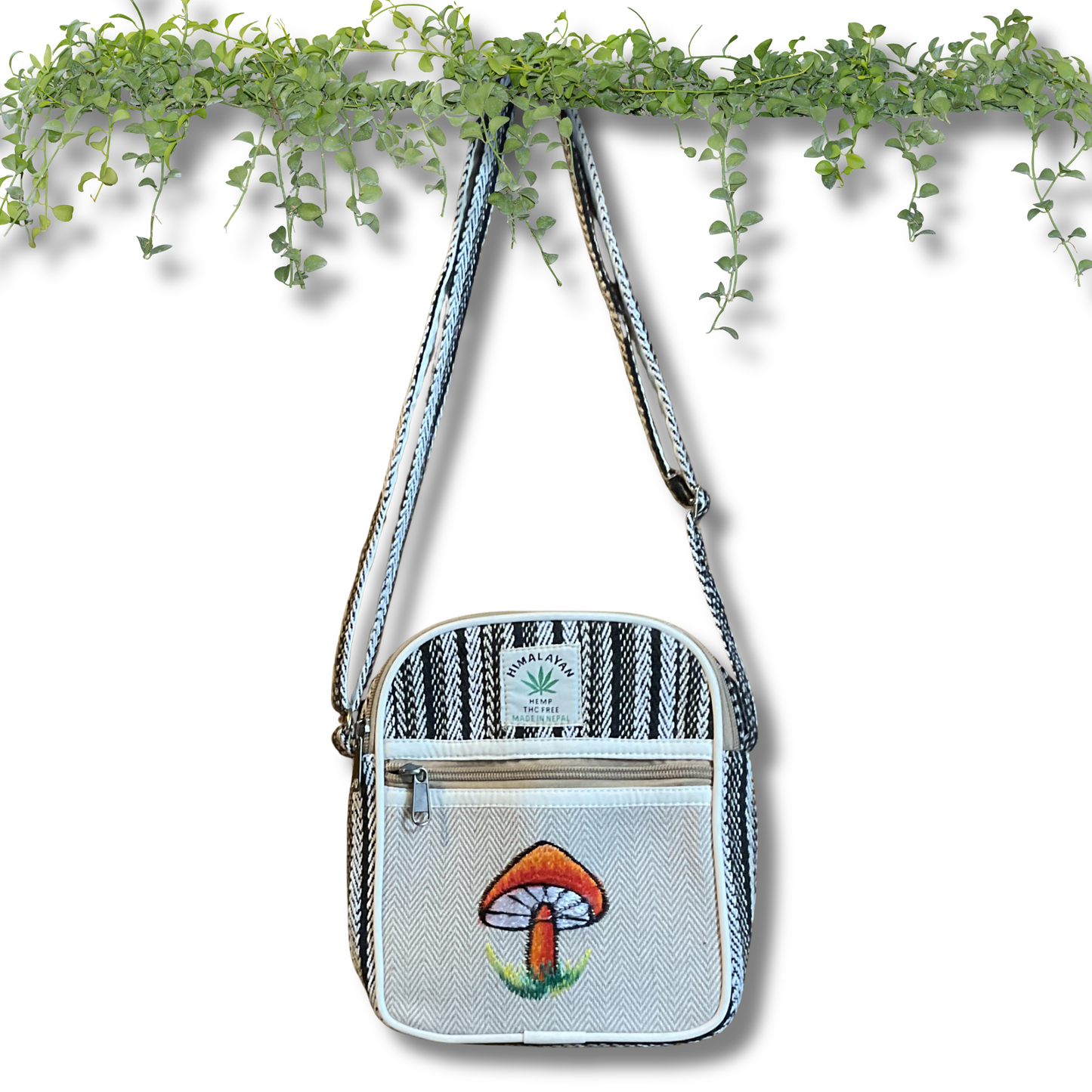 Mushroom Meadow Hemp Crossbody Bag