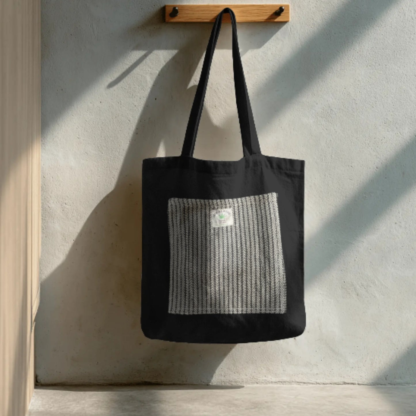 Black Stripe Cotton Tote
