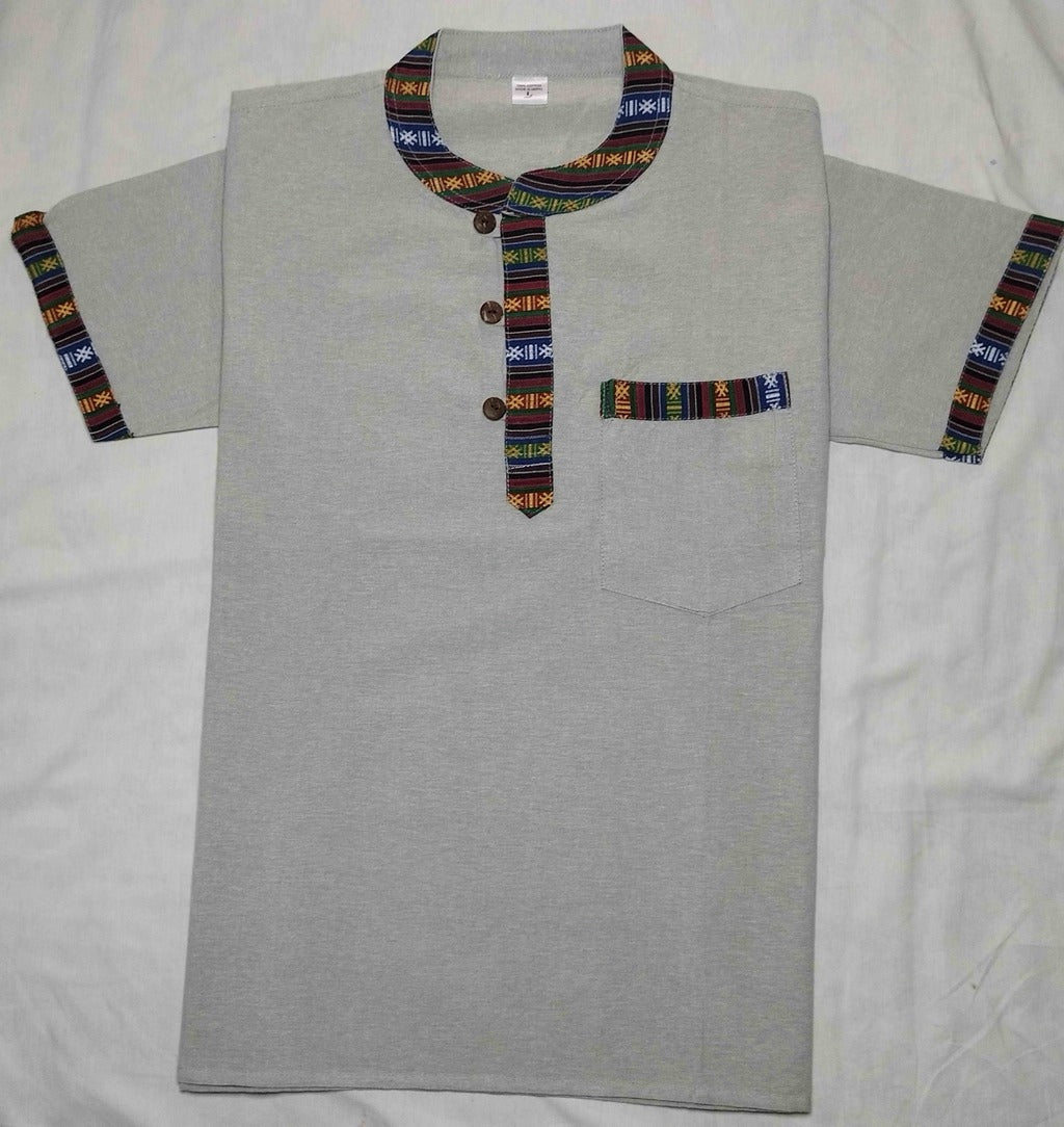 Half-Sleeve Gray Cotton Shirt