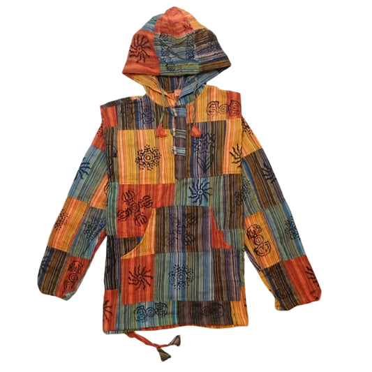 Patched Design Cotton Hoodie (Multicolor)