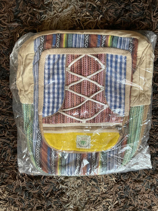 Rope-Weave Yellow Hemp Backpack