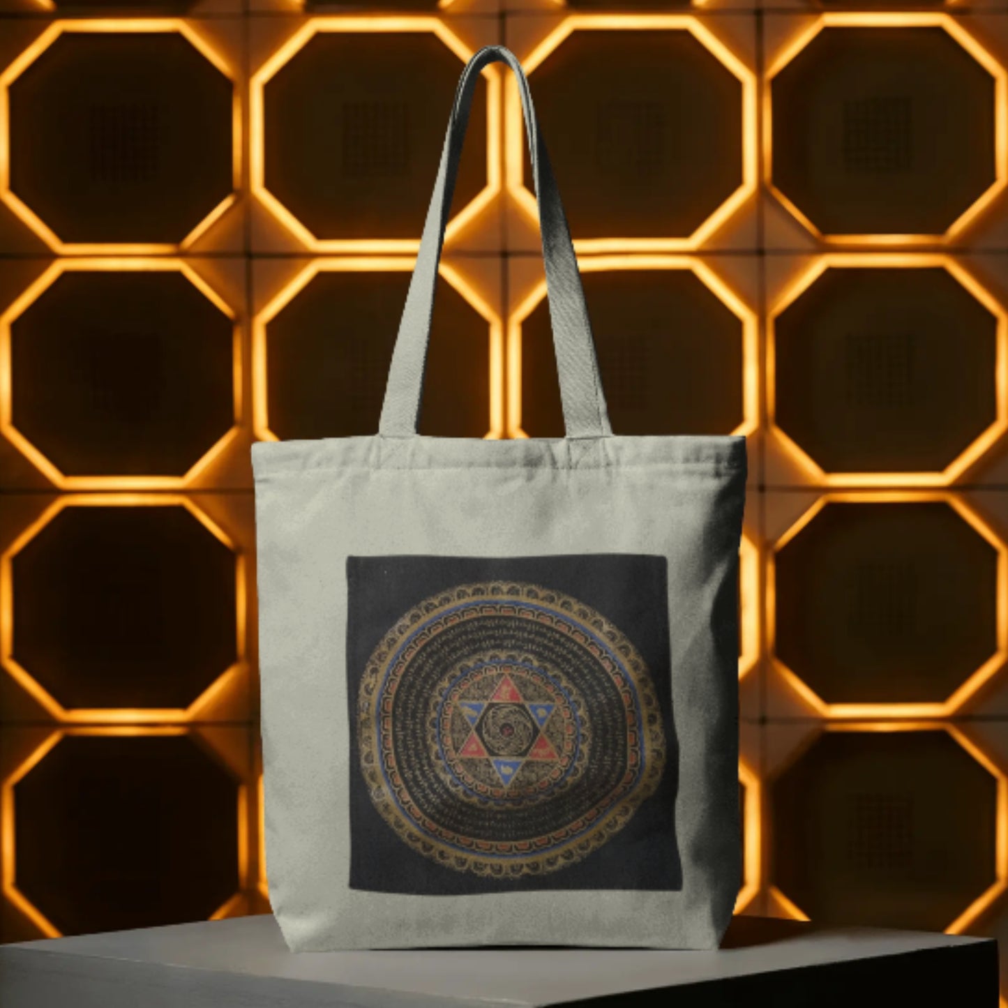 Beige Mandala Cotton Tote