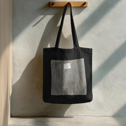 Black Stripe Cotton Tote