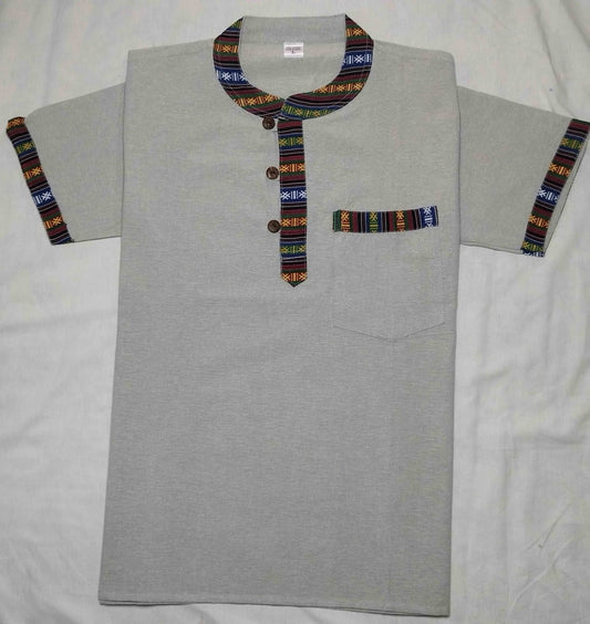 Half-Sleeve Gray Cotton Shirt