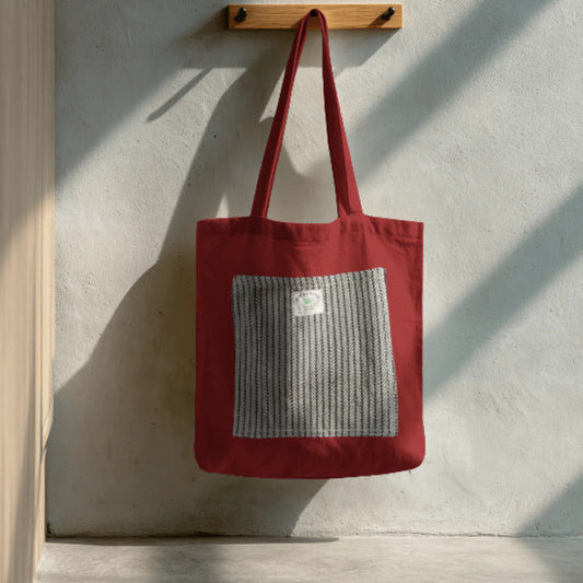 Maroon Stripe Cotton Tote