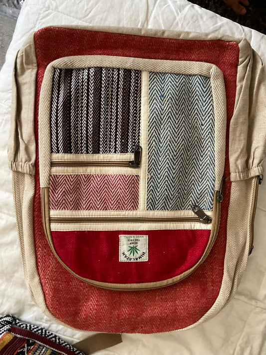 Crimson Weave Hemp Backpack