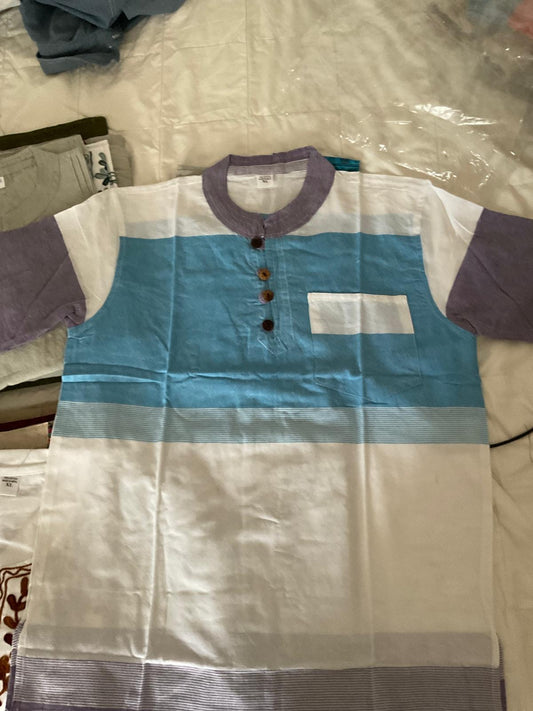 Half-Sleeve Blue Cotton Shirt