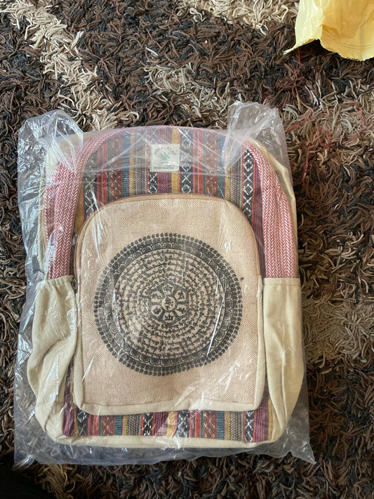 Ashtamangala Symbol Hemp Backpack