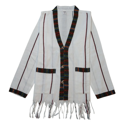 Natural White Cotton Jacket (BORDER DHAKA)
