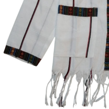 Natural White Cotton Jacket (BORDER DHAKA)