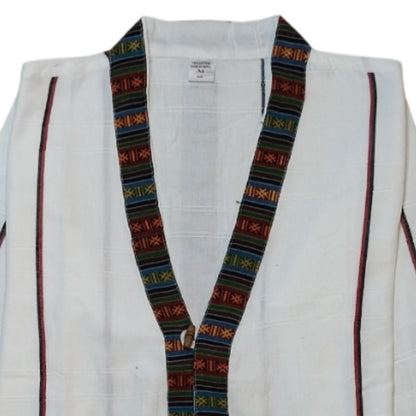Natural White Cotton Jacket (BORDER DHAKA)